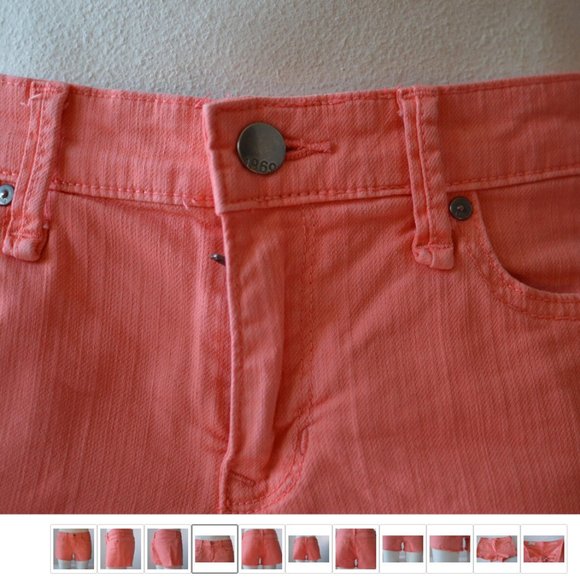 Frayed Hem Denim Jeans Short Women sz 27 Salmon Pink by Gap 1969 - Picture 4 of 8